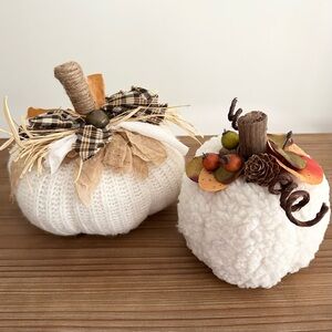 Knit Fabric and Sherpa Fleece Pumpkins Set- Fall Decor / Harvest
